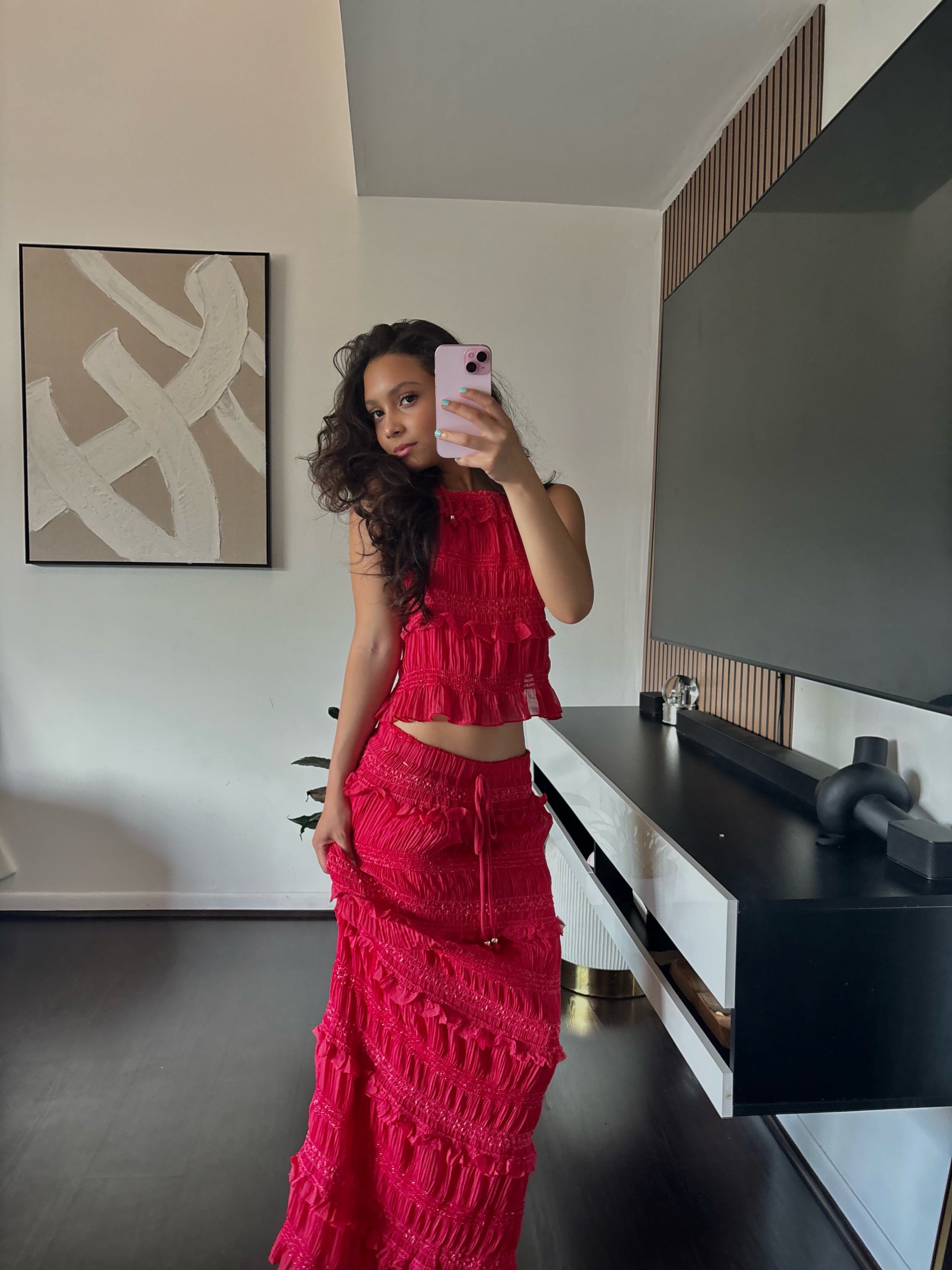 The Sunset Rouge Skirt Set