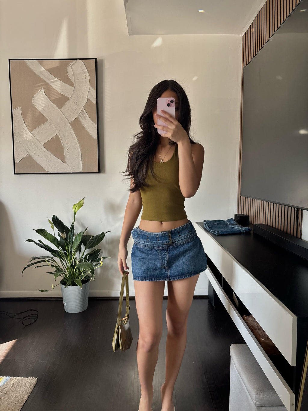 y2k olive green bag