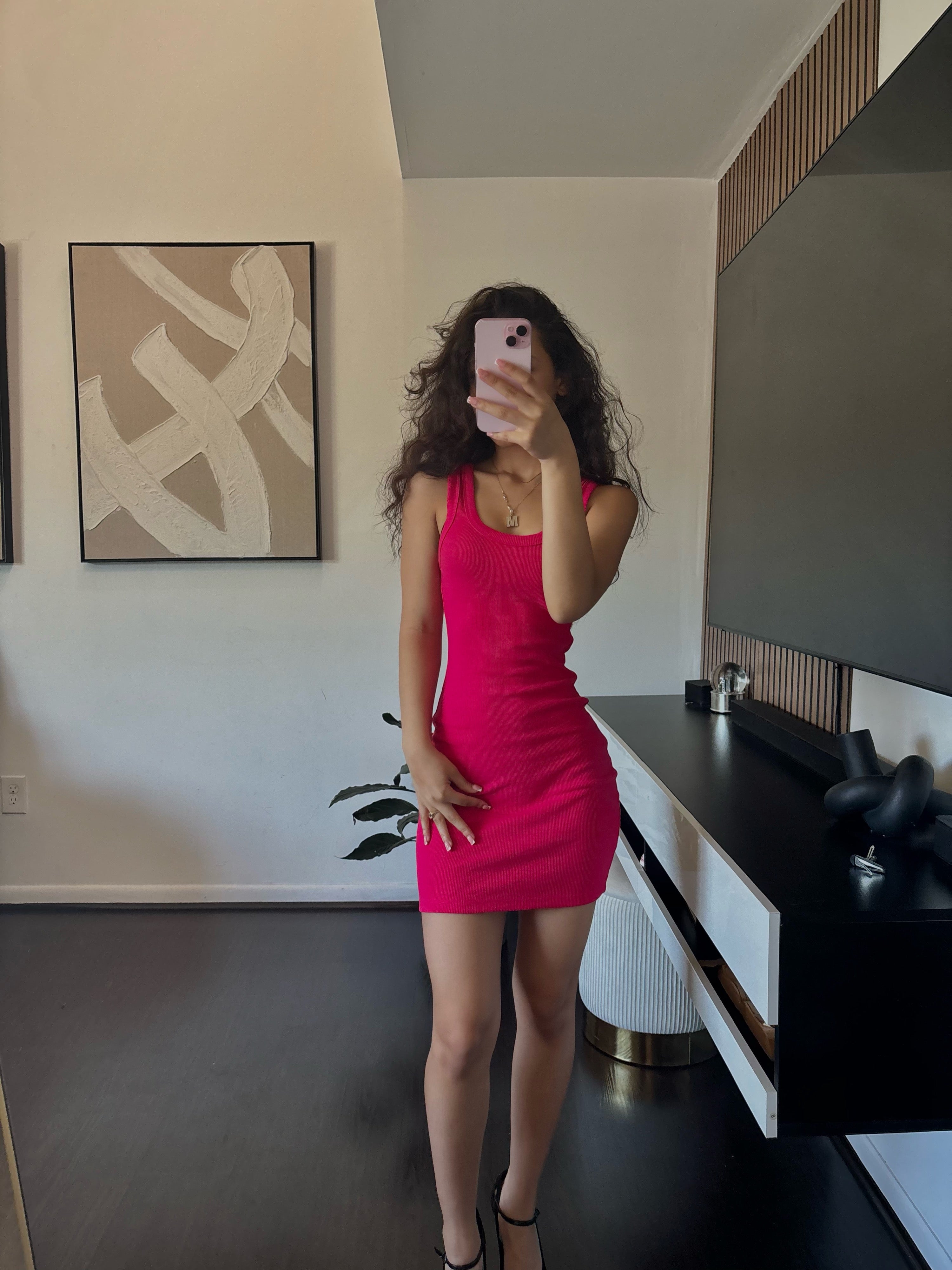 Hourglass hot pink dress