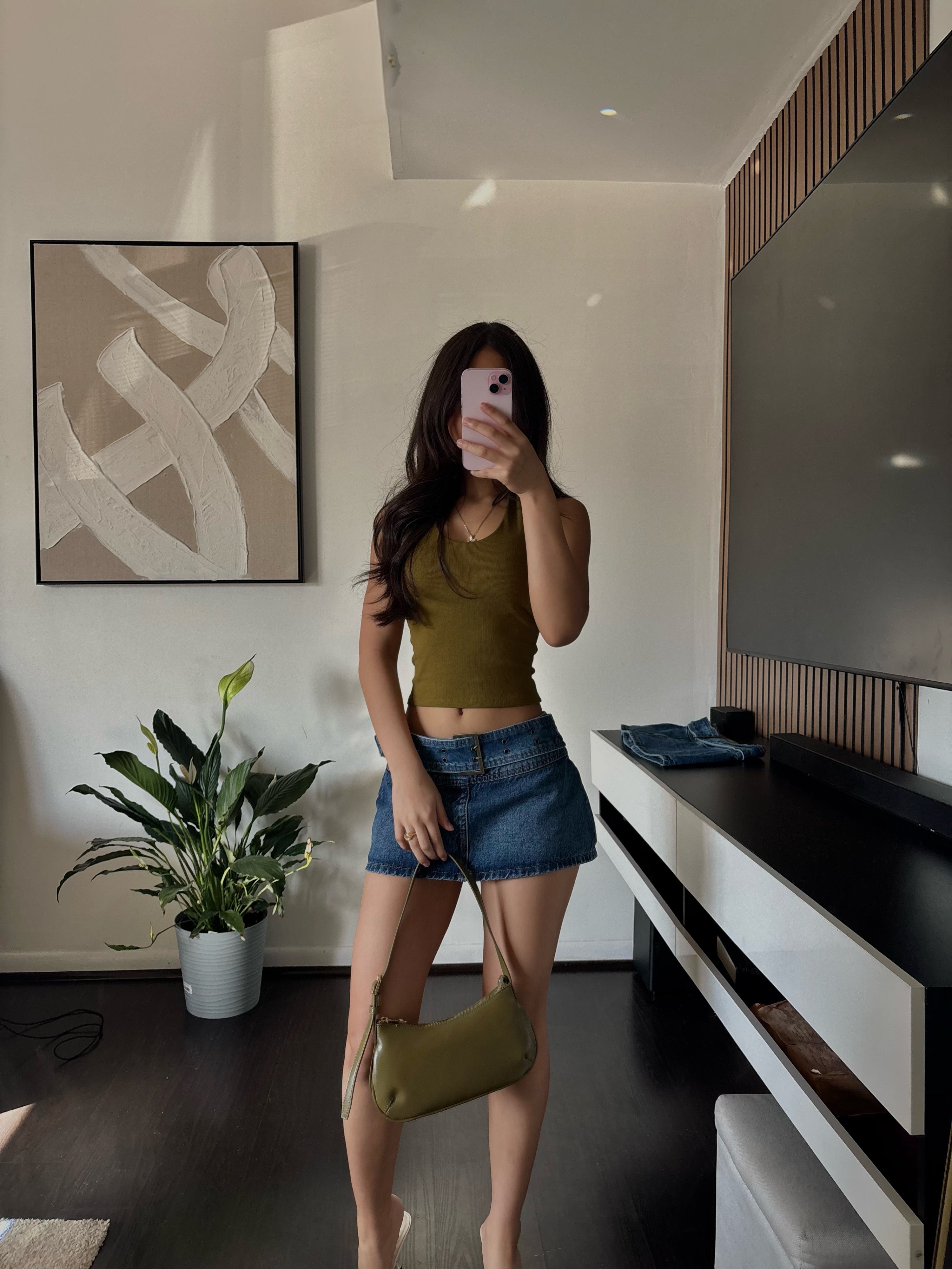 y2k olive green bag