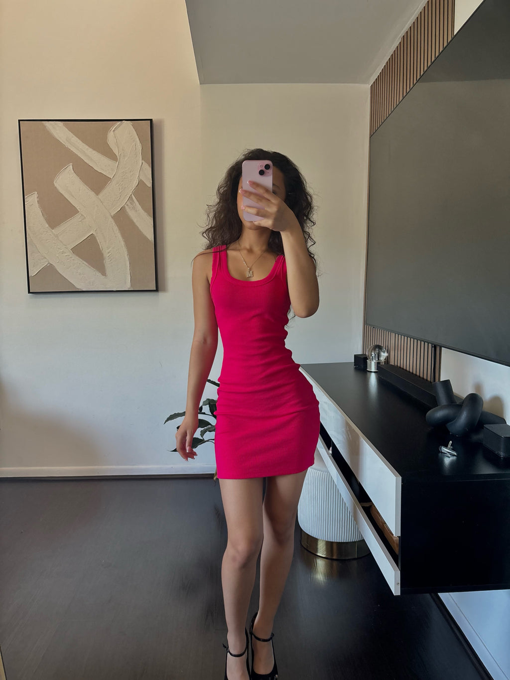 Hourglass hot pink dress