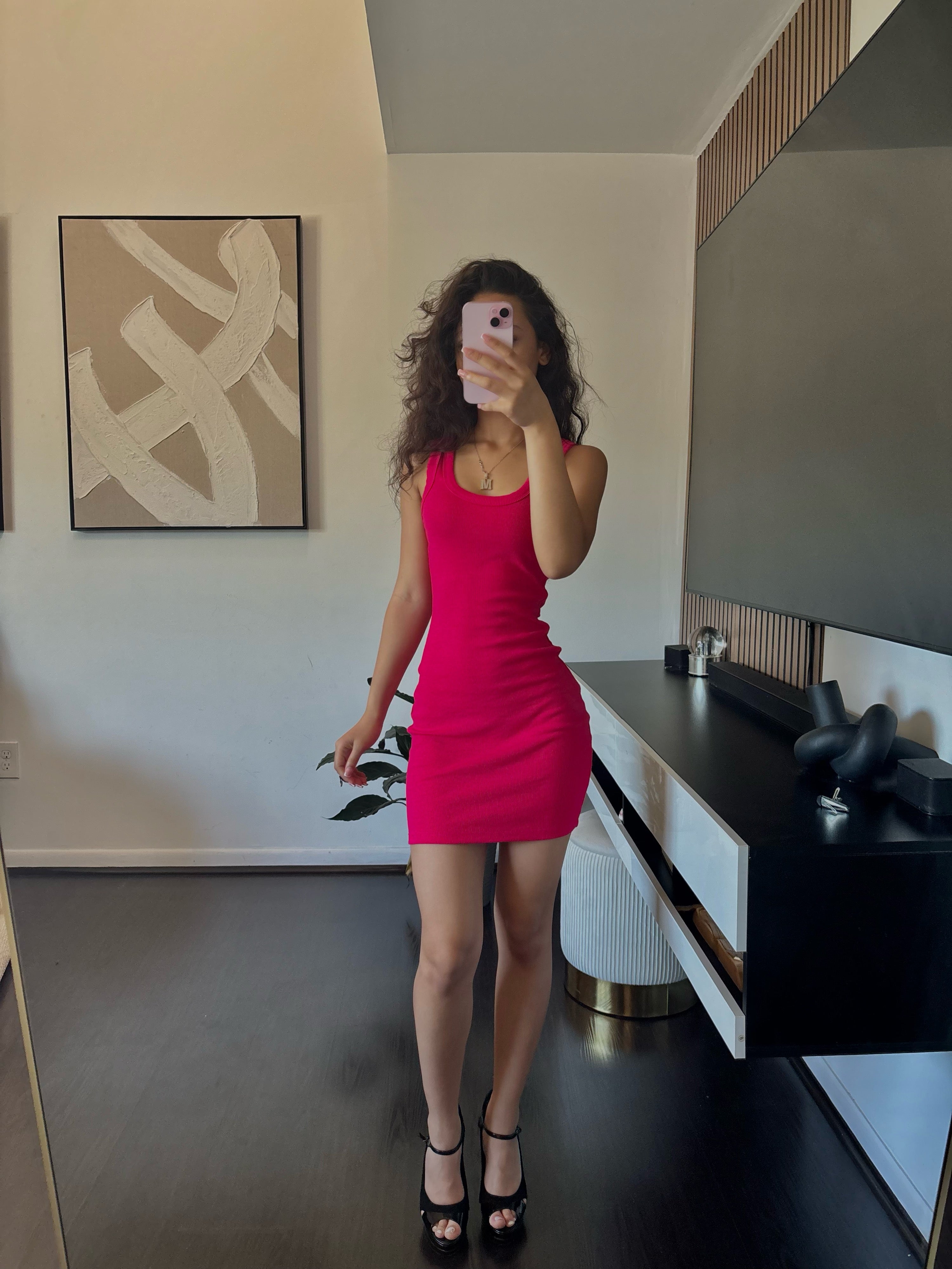 Hourglass hot pink dress