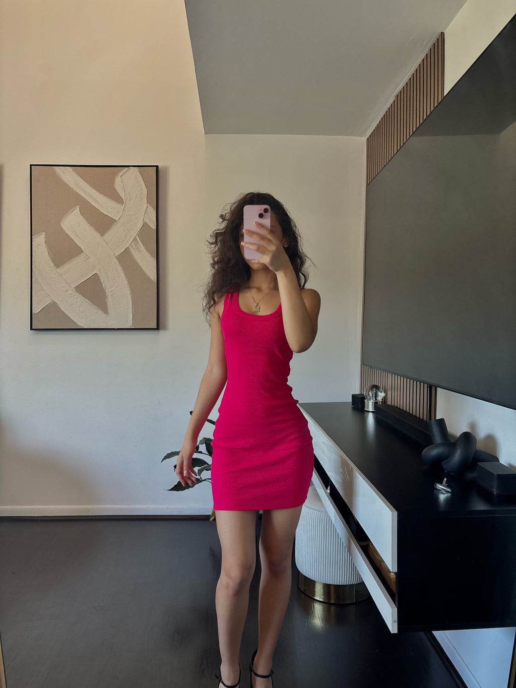 Hourglass hot pink dress