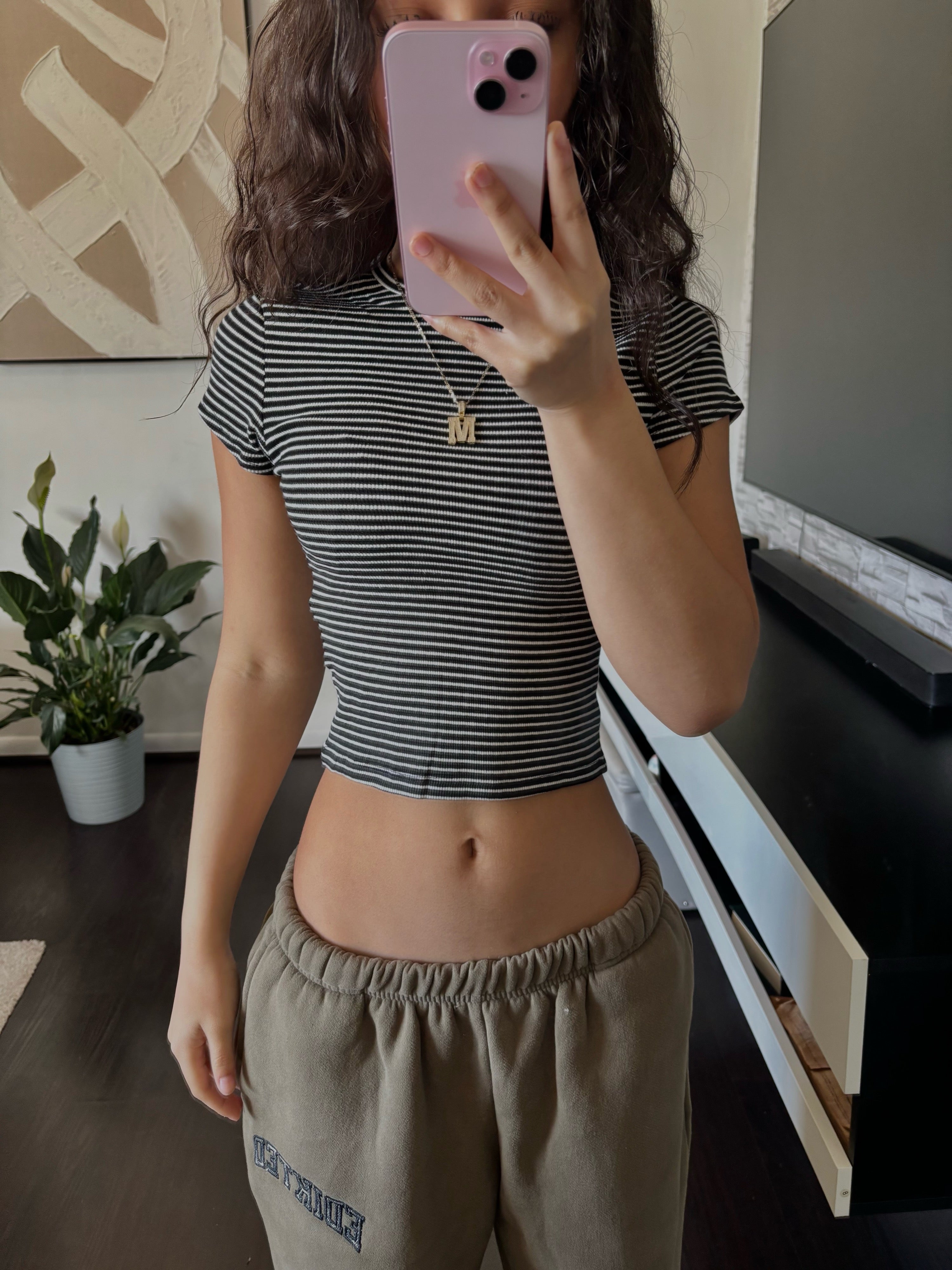 black and white Crop Top