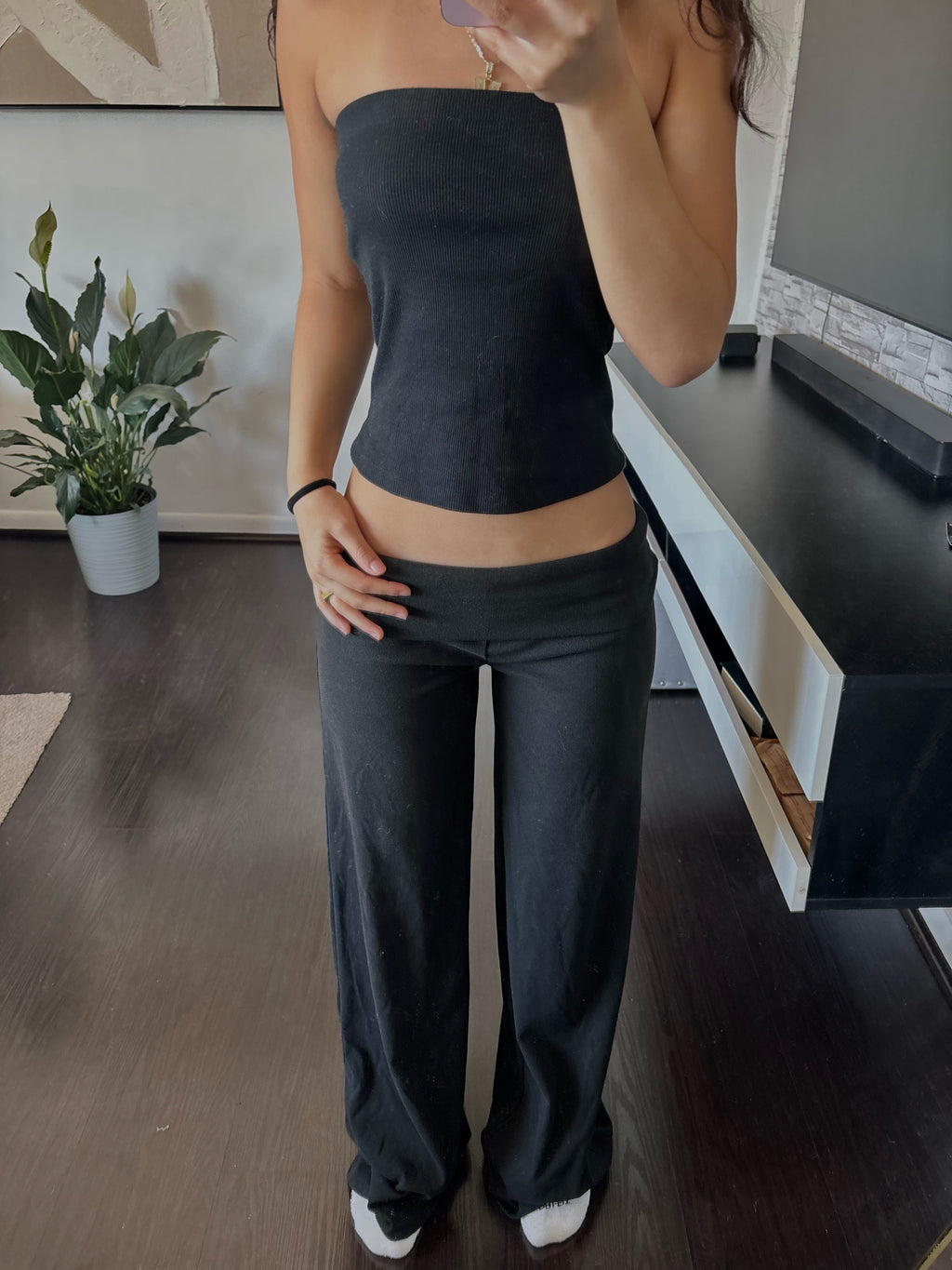 Cashmere Low-Rise Pants black