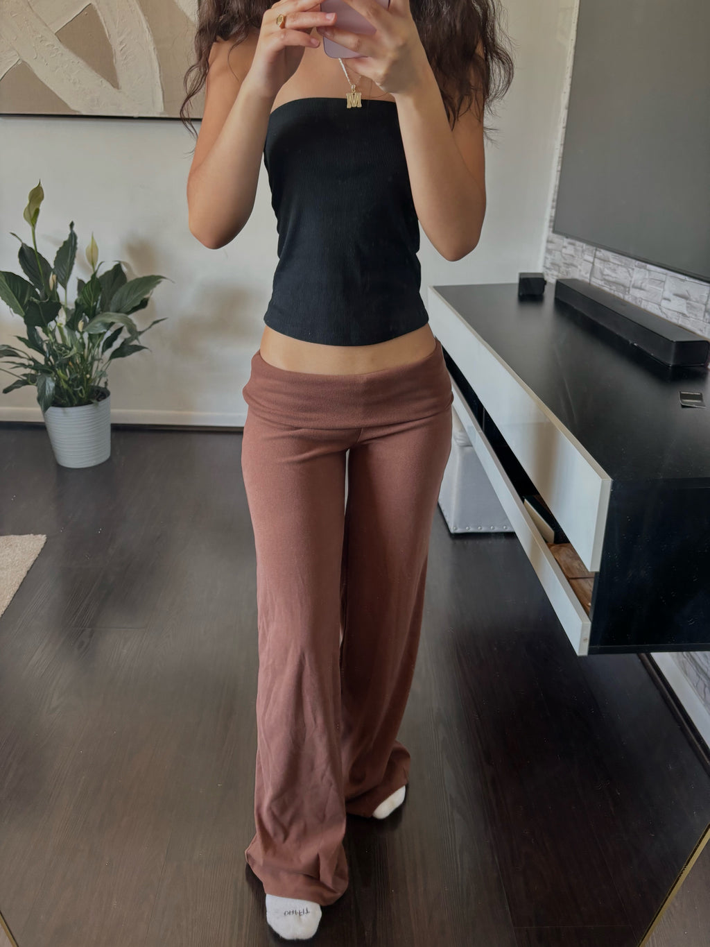 Cashmere Low-Rise Pants brown