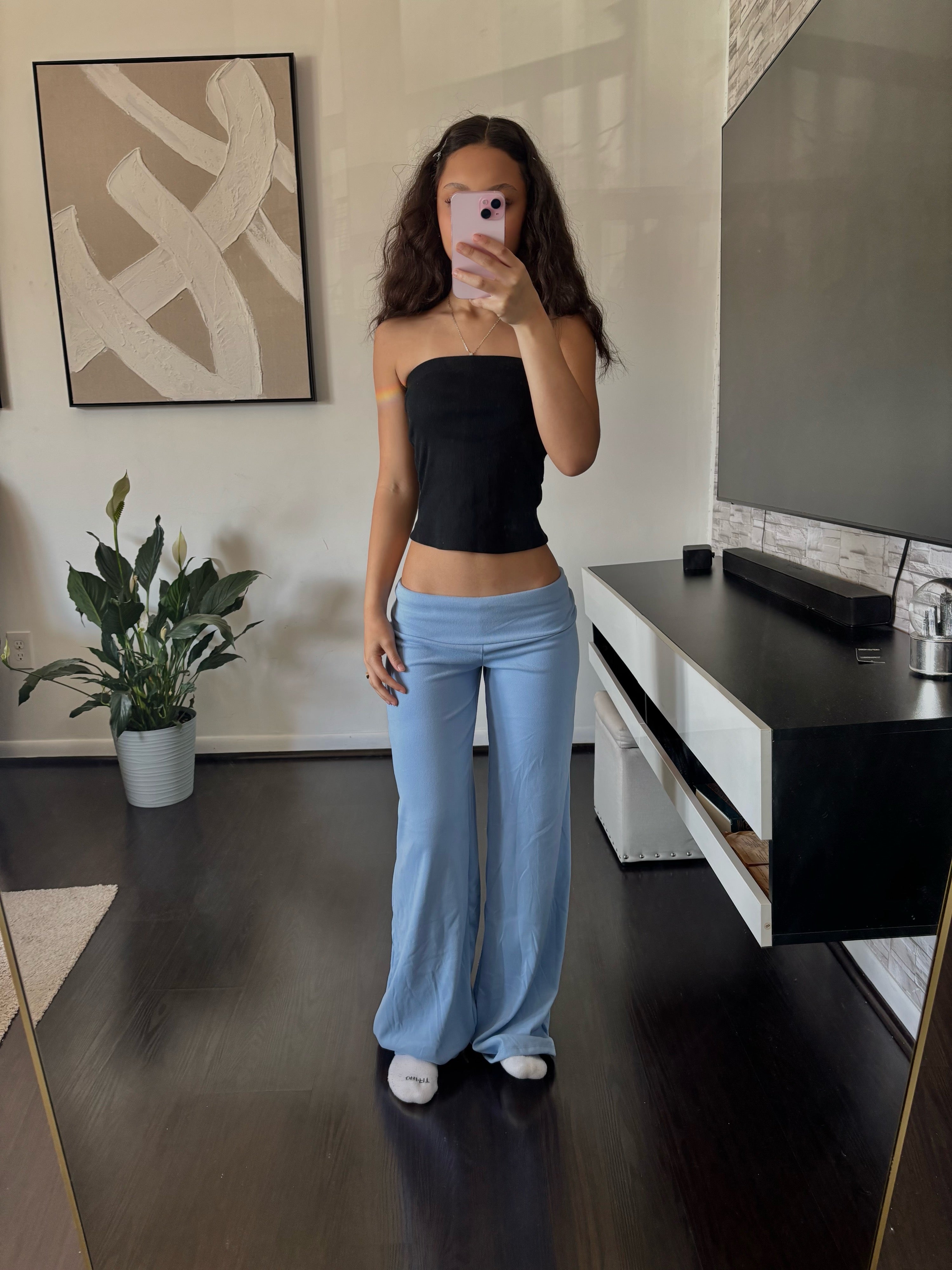 Cashmere Low-Rise Pants babyblue