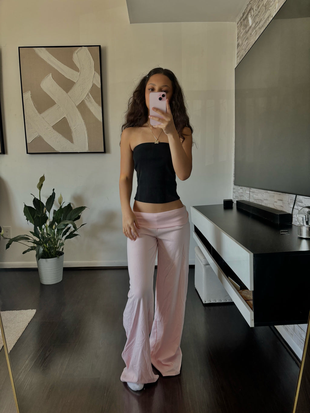 Cashmere Low-Rise Pants babypink