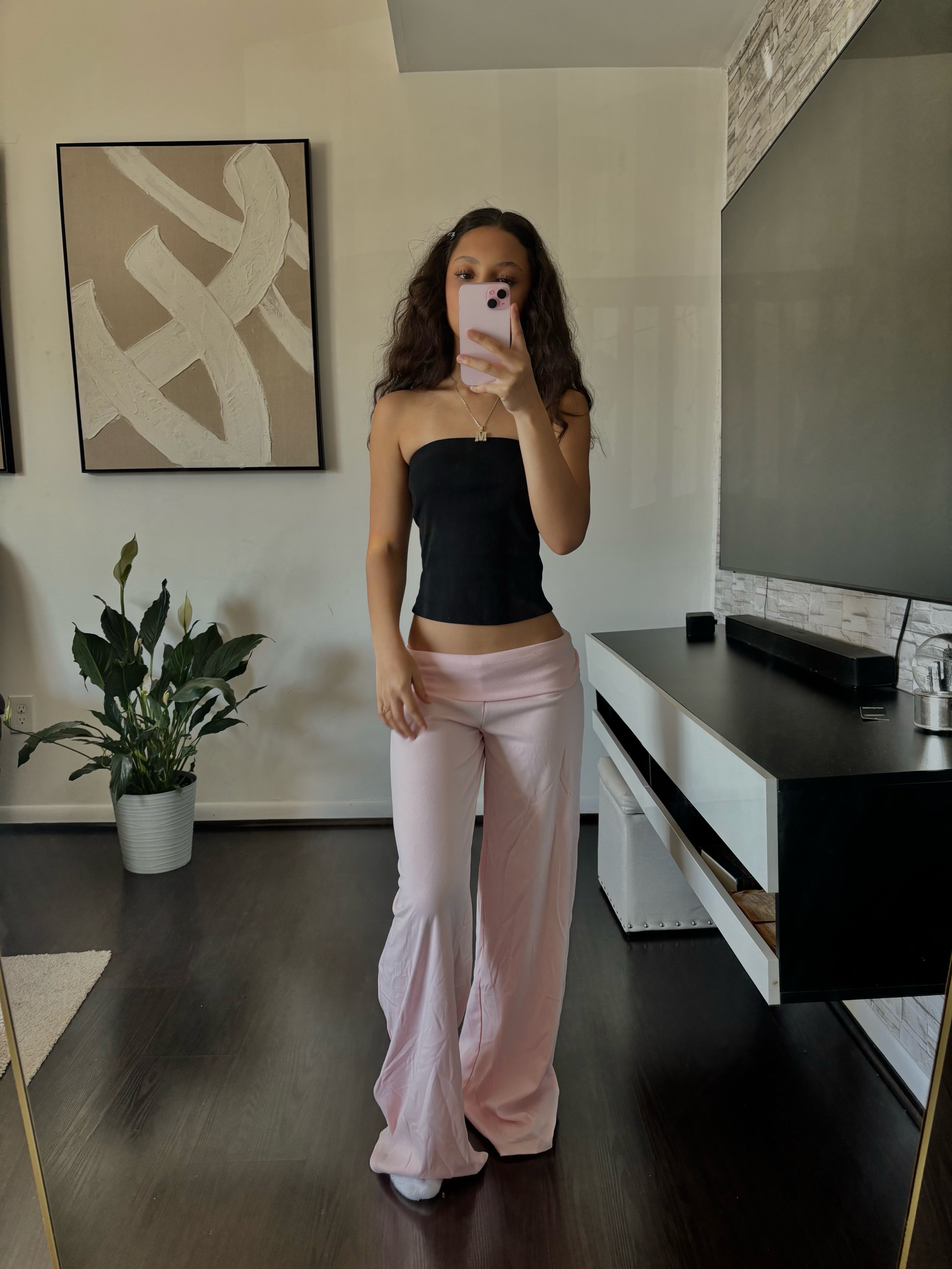 Cashmere Low-Rise Pants babypink