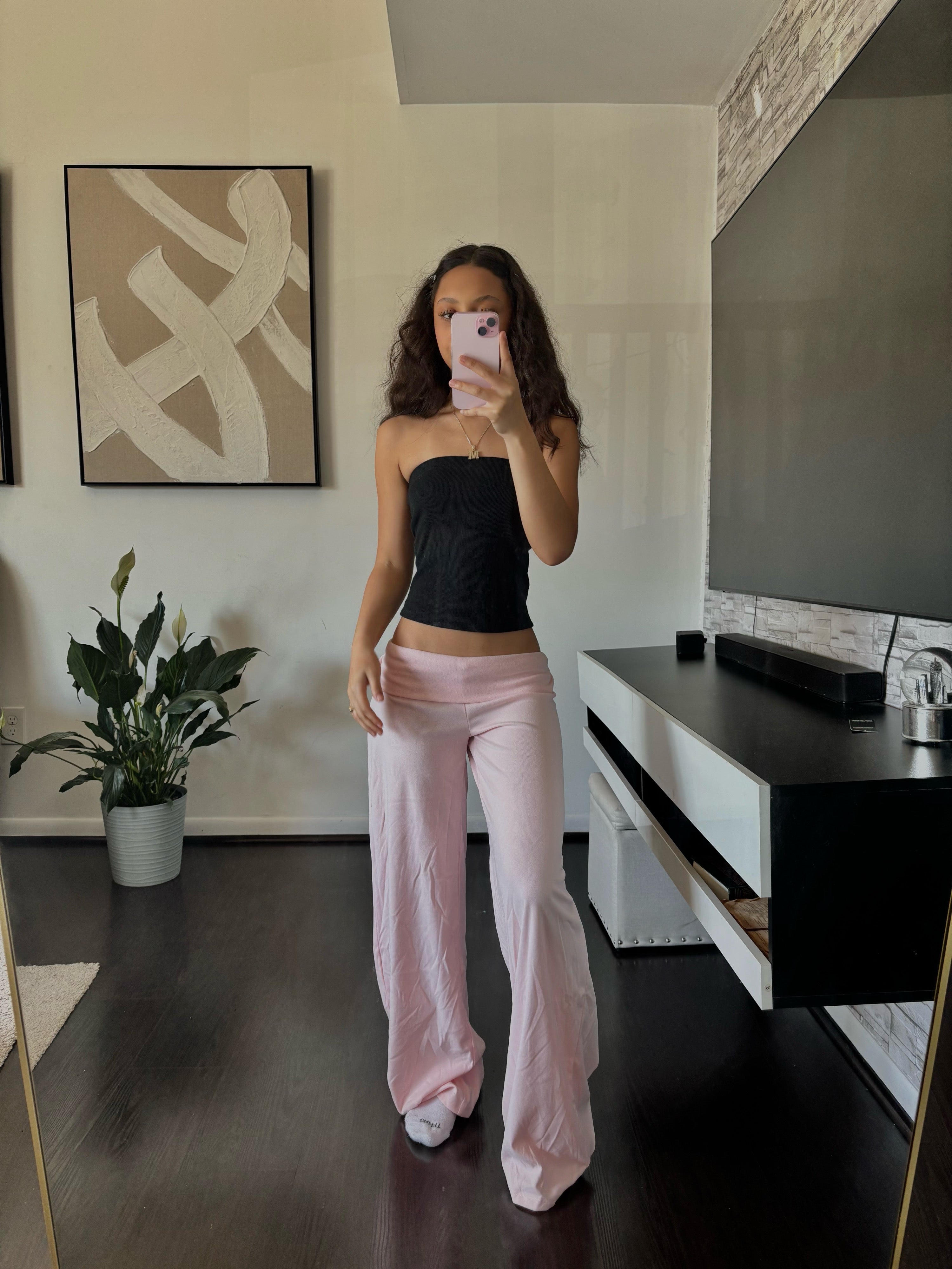 Cashmere Low-Rise Pants babypink