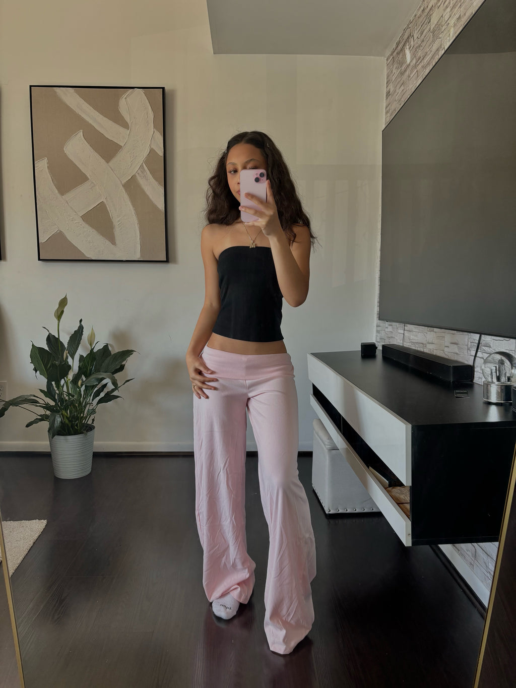 Cashmere Low-Rise Pants babypink