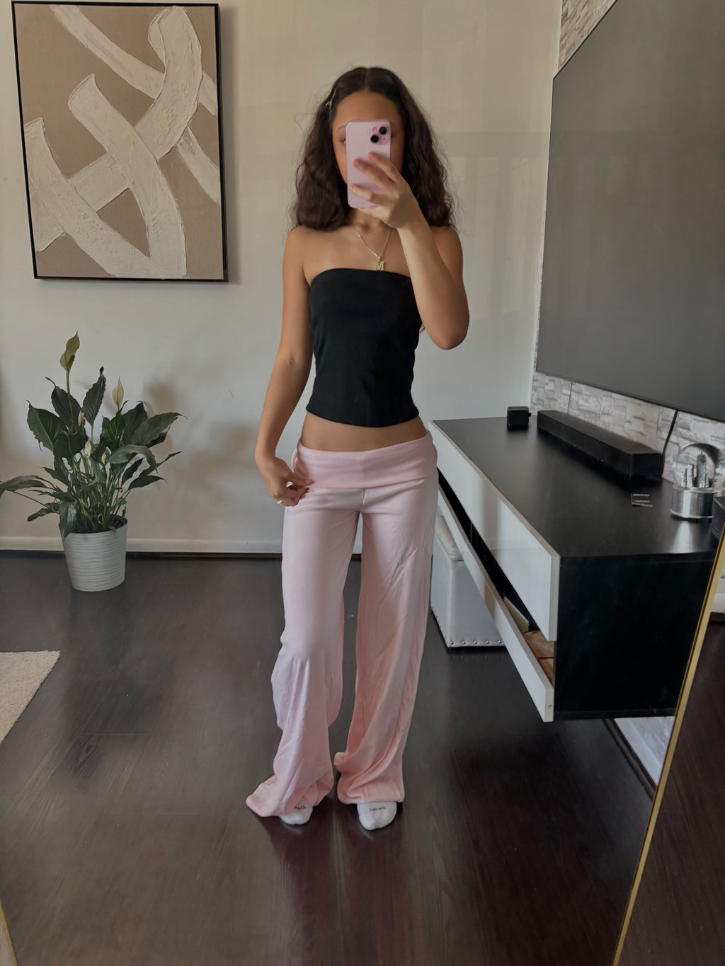 Cashmere Low-Rise Pants babypink