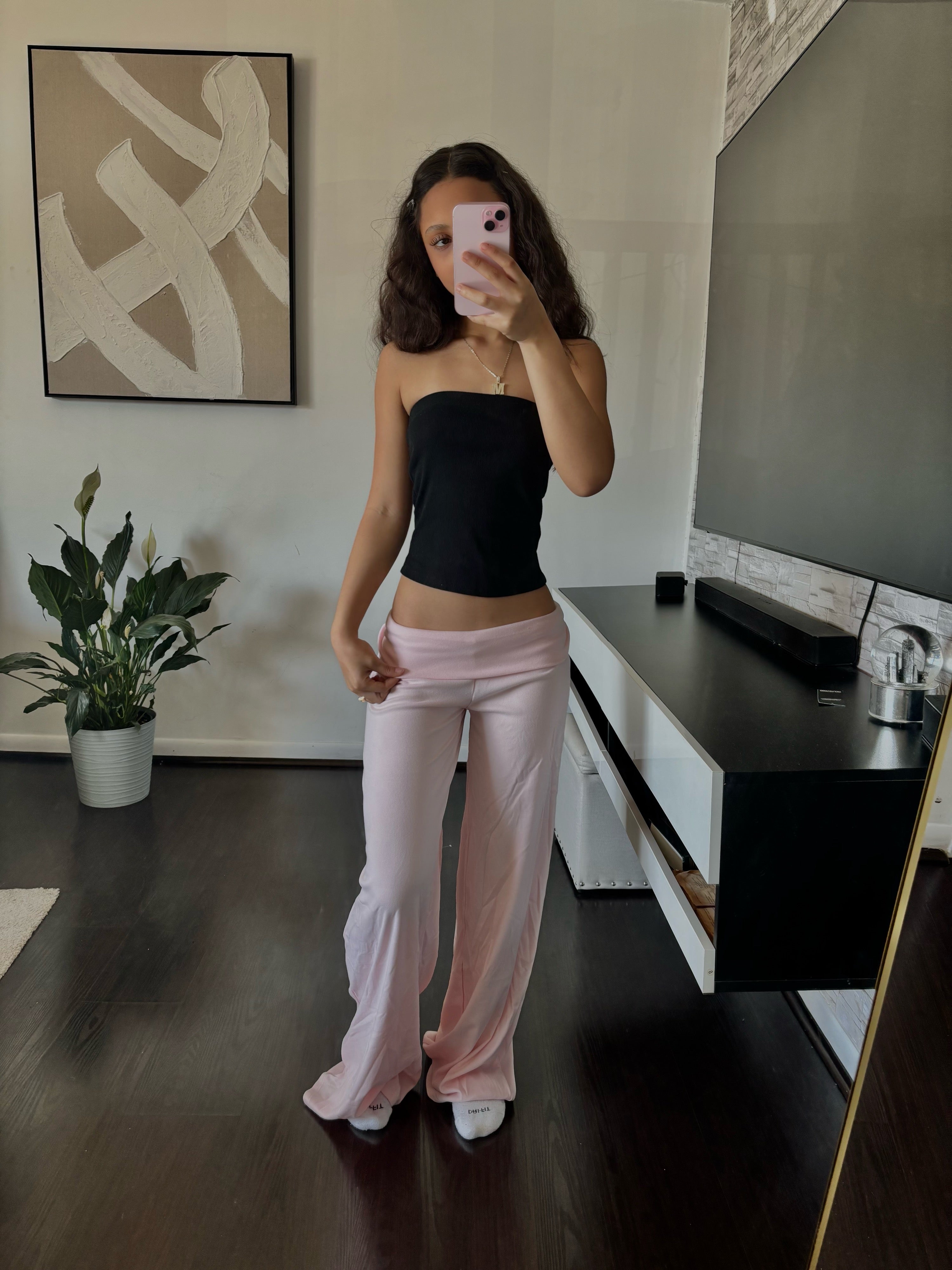Cashmere Low-Rise Pants babypink