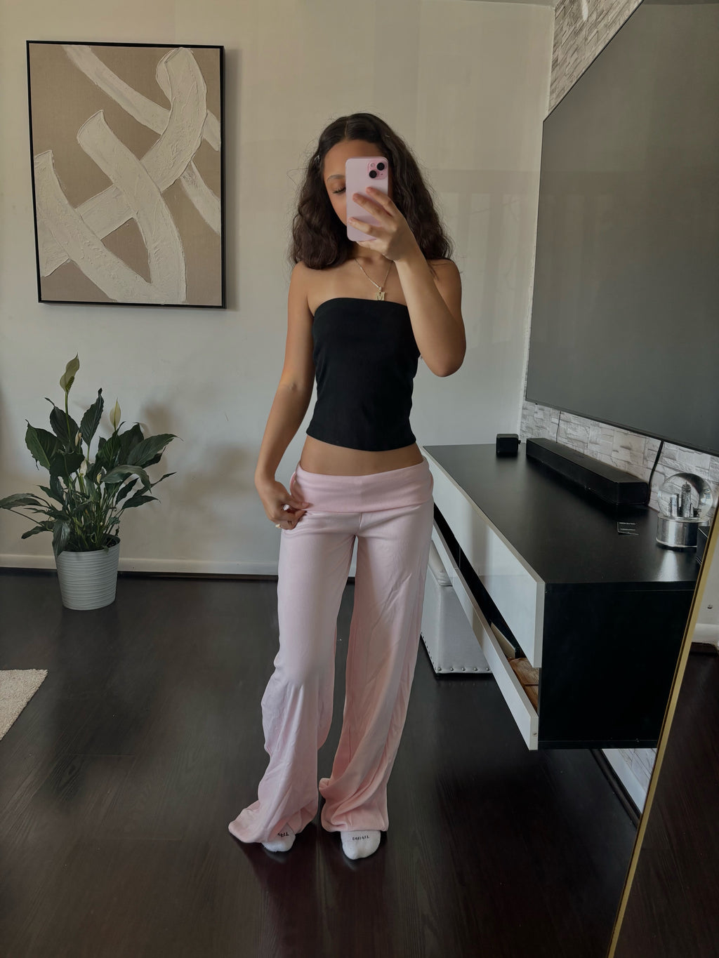Cashmere Low-Rise Pants babypink
