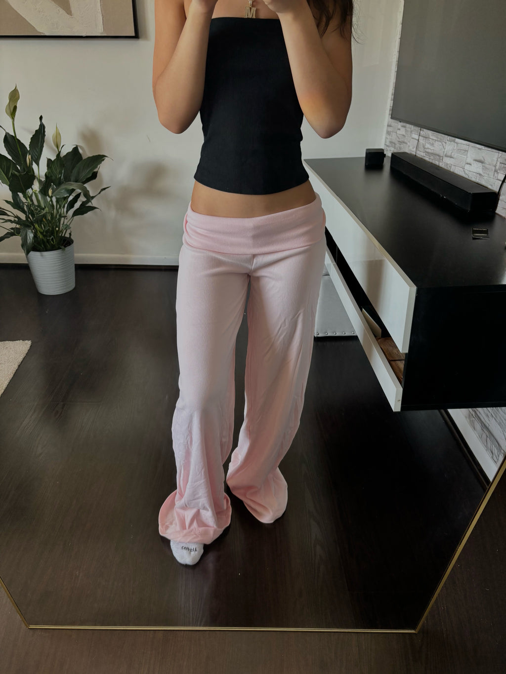 Cashmere Low-Rise Pants babypink