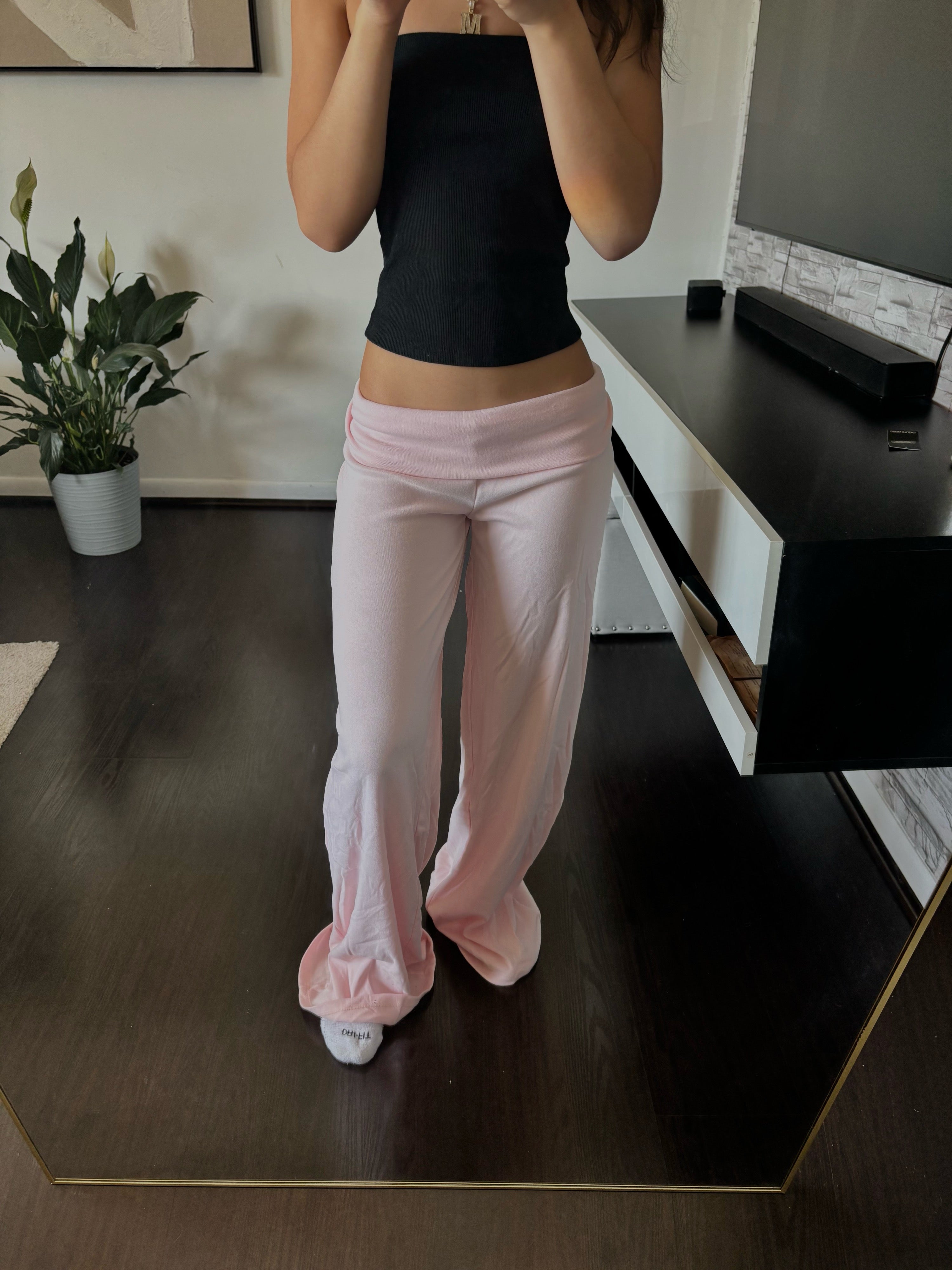 Cashmere Low-Rise Pants babypink