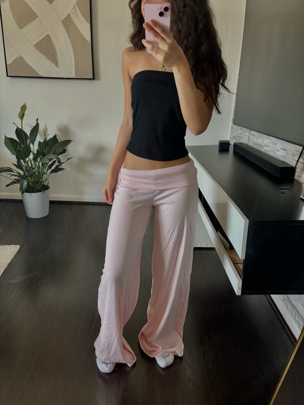 Cashmere Low-Rise Pants babypink