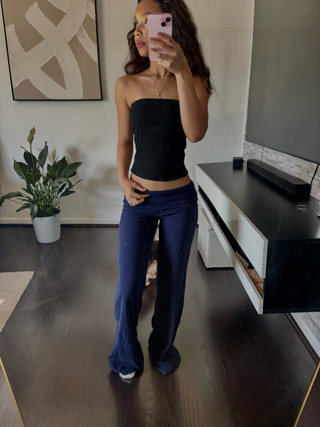 Cashmere Low-Rise Pants navy