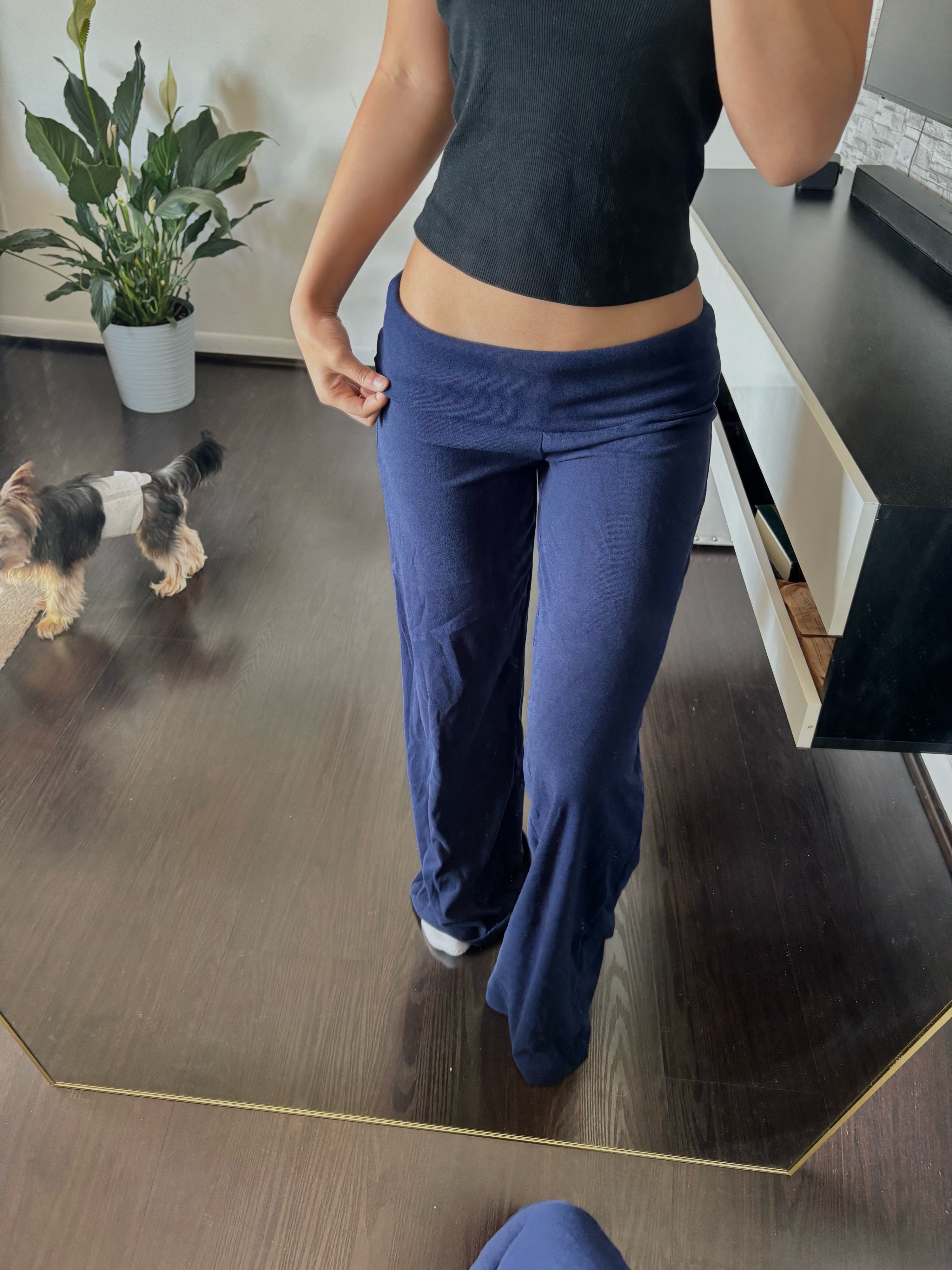 Cashmere Low-Rise Pants navy
