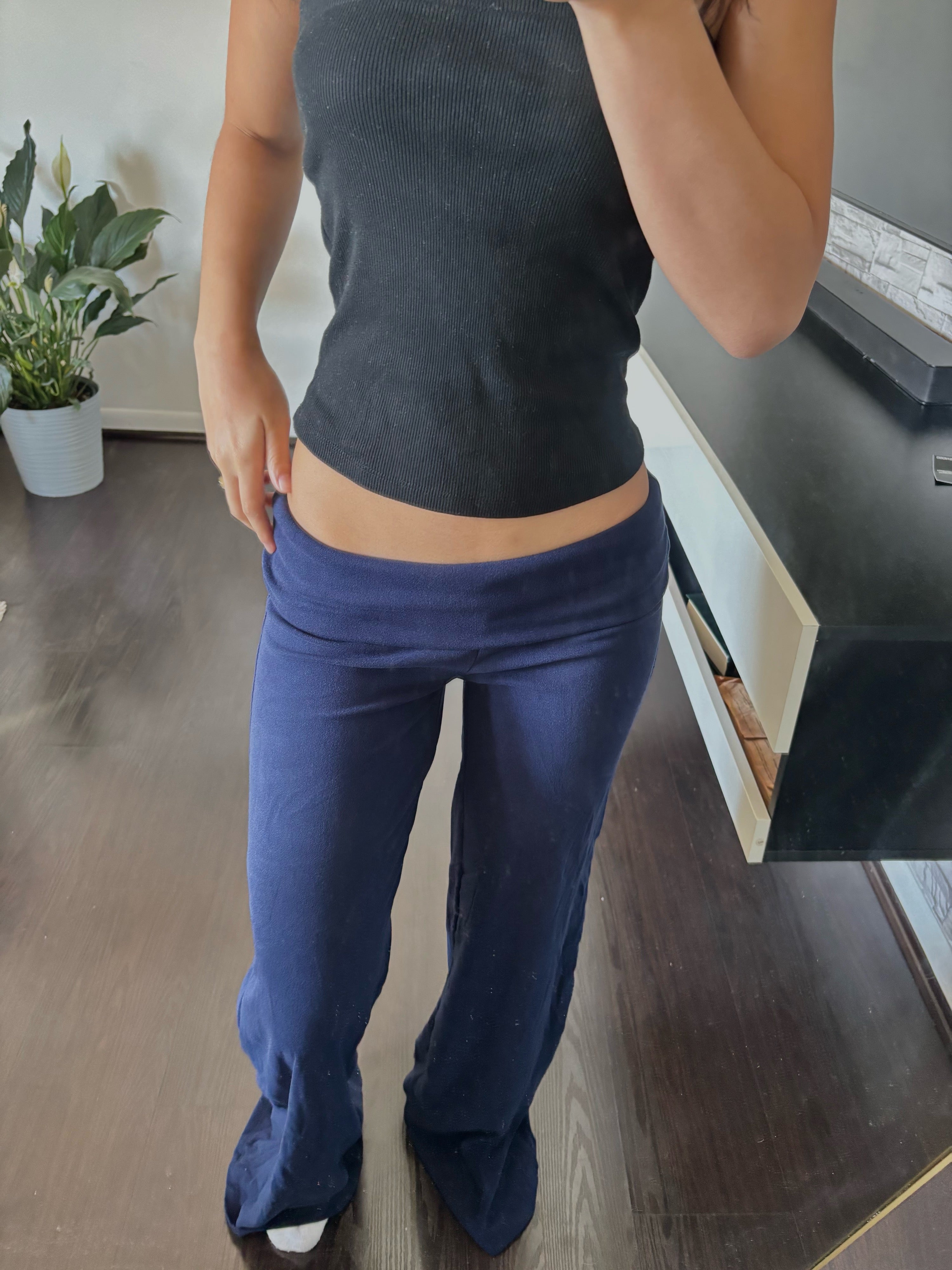 Cashmere Low-Rise Pants navy