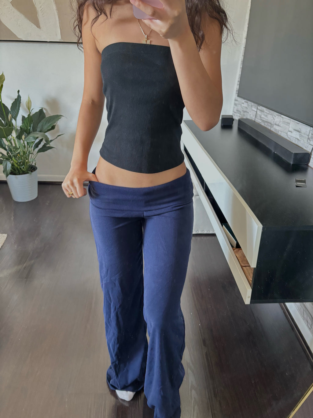 Cashmere Low-Rise Pants navy