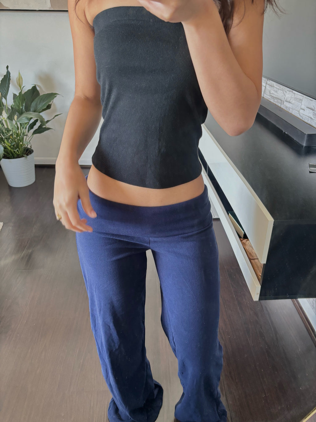 Cashmere Low-Rise Pants navy