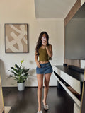 low rise jean mini skirt