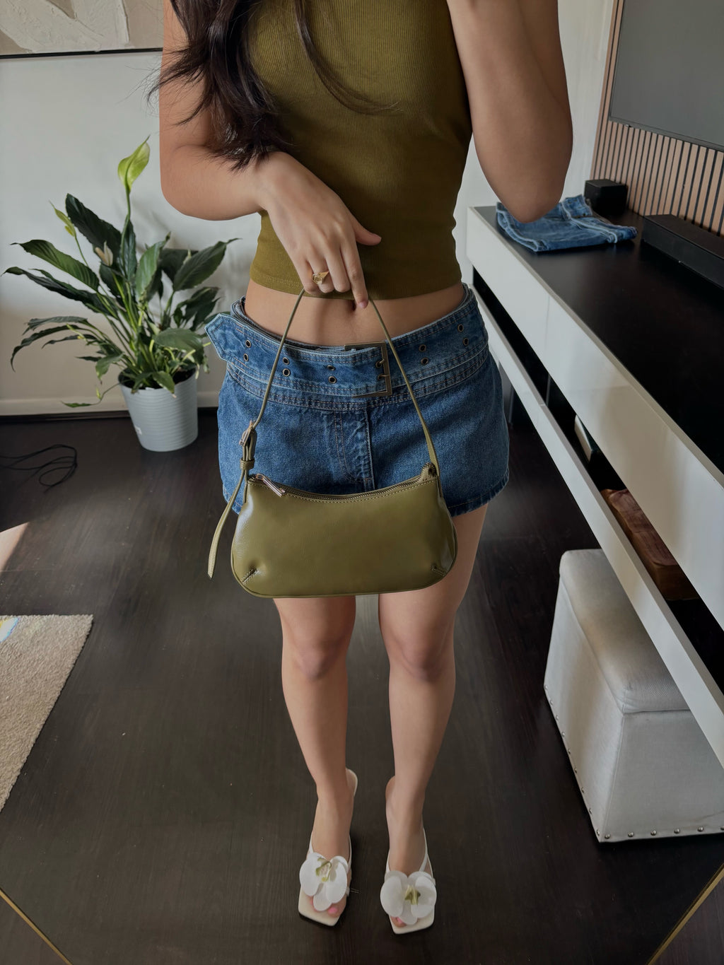 y2k olive green bag