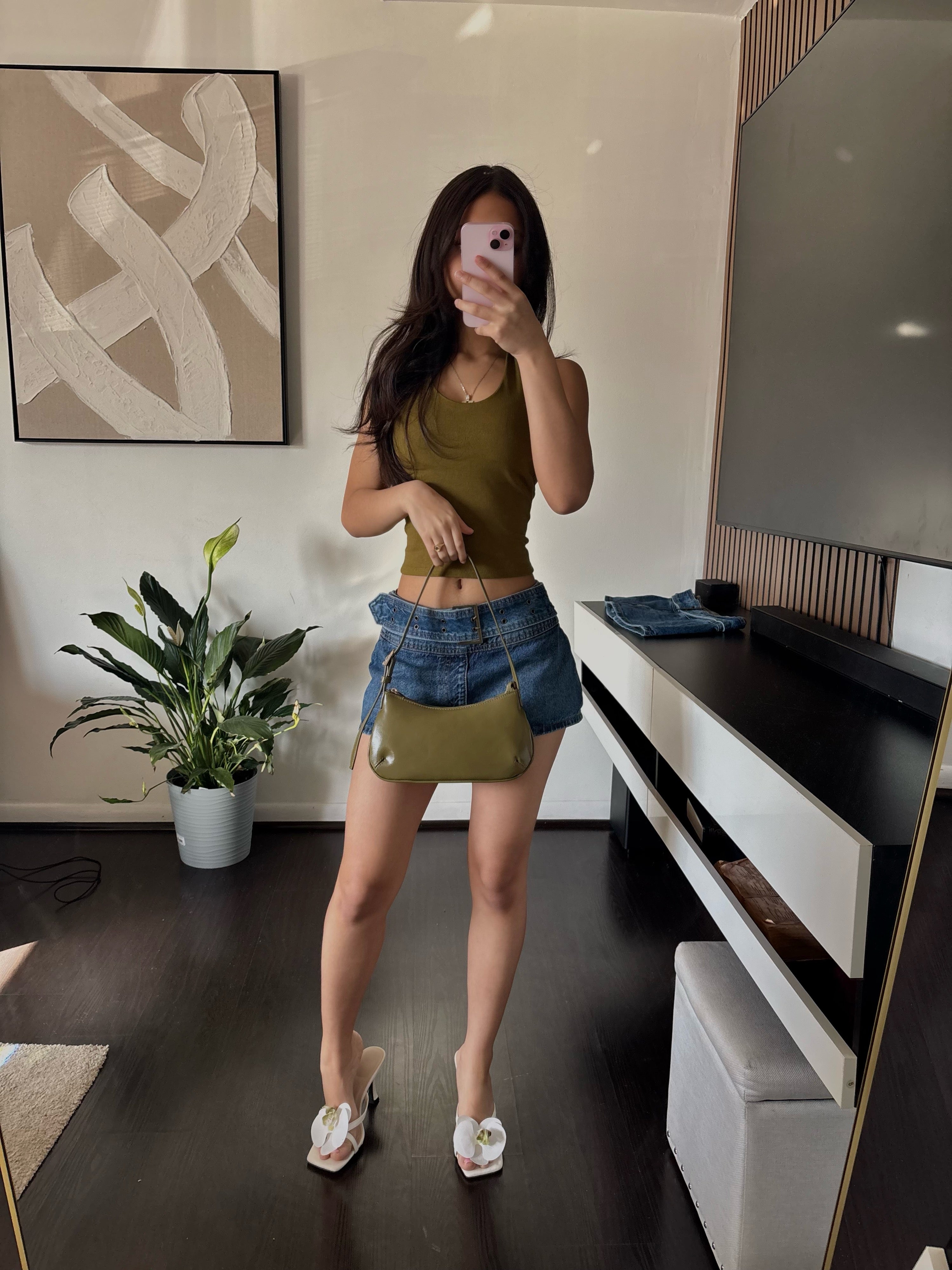 y2k olive green bag