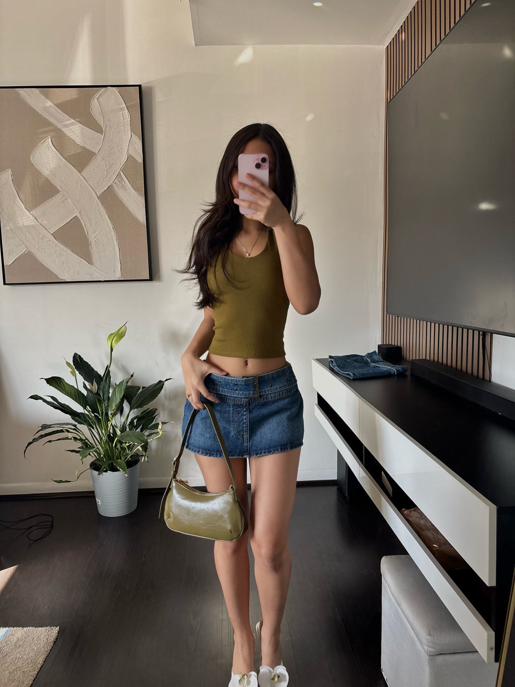 y2k olive green bag