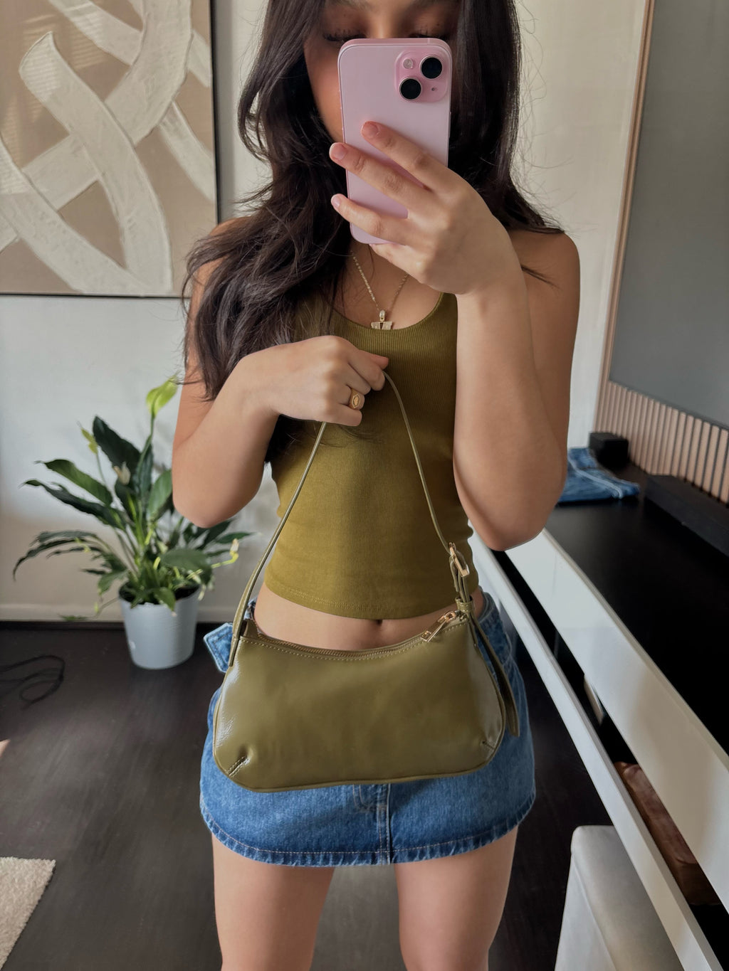 y2k olive green bag